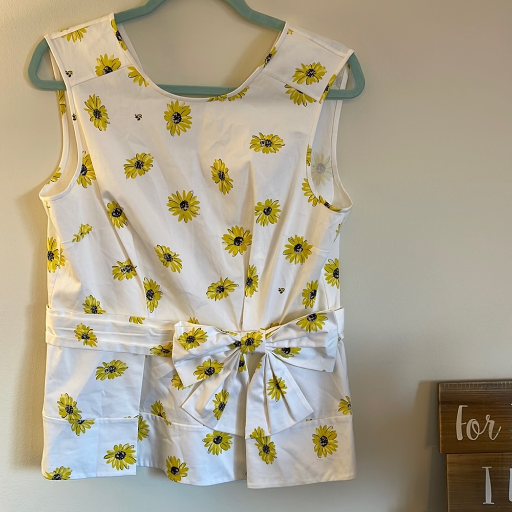 Kate Spade- Daisy Dot Bow Peplum Top Size 10